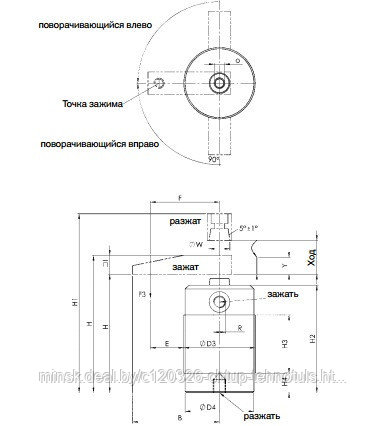 Поворотное зажимное устройство, пневматическое, ввинчивающаяся модель № 6829ER/EL - фото 2 - id-p28015550