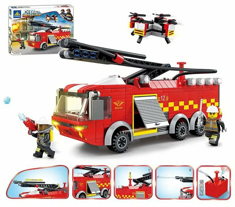 Конструктор Kazi "Пожарная машина" 80537 стреляет водой 360 деталей - фото 1 - id-p204392620