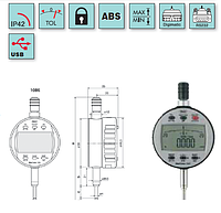 ЦИФРОВОЙ ИНДИКАТОР IP42 с выводом данных, 0,001 мм