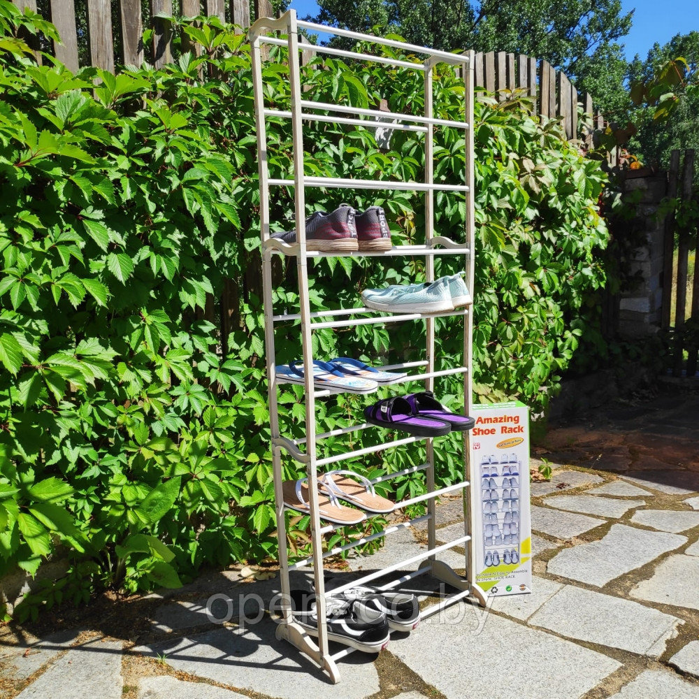 Полка для обуви металлическая (органайзер обувница) Amazing Shoe Rack, 30 пар - 10 полок Белая - фото 9 - id-p110452724