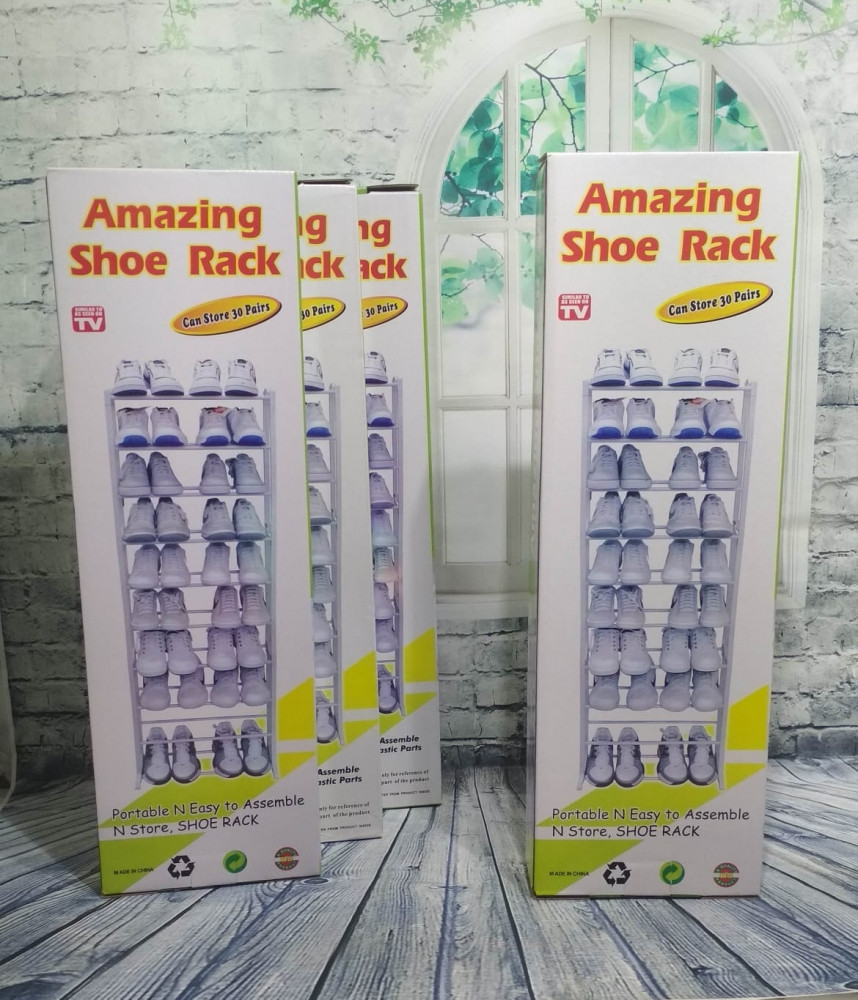 Полка для обуви металлическая (органайзер обувница) Amazing Shoe Rack, 30 пар - 10 полок Белая - фото 7 - id-p109388776