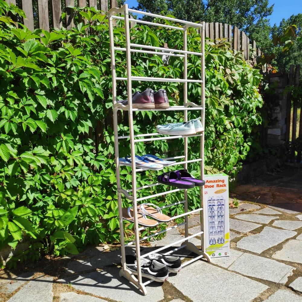 Полка для обуви металлическая (органайзер обувница) Amazing Shoe Rack, 30 пар - 10 полок Белая - фото 9 - id-p109388776