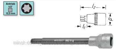 НАСАДКА-ОТВЕРТКА 1/2 , для винтов с внутренним профилем TORX®, сверхдлинная - фото 1 - id-p28016359