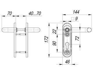 Ручка дверная DH-0433/GR NE (СЕРАЯ) с пружиной для замка (FL-0432, 0433, 0434), НЕЙЛОН - фото 2 - id-p204400923