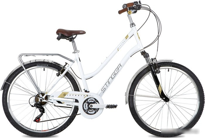 Велосипед Stinger Victoria 26 р.15 2022 (белый) - фото 1 - id-p204400986