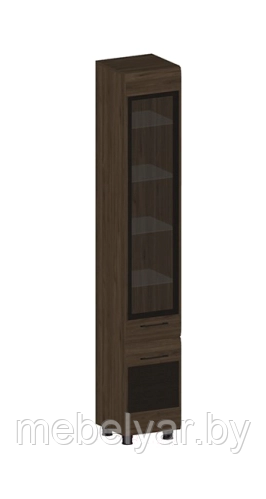 Шкаф-пенал с витриной Лером Камелия ШК-2643-ГТ-К (гикори джексон темный/комбинированный венге) - фото 1 - id-p204401878