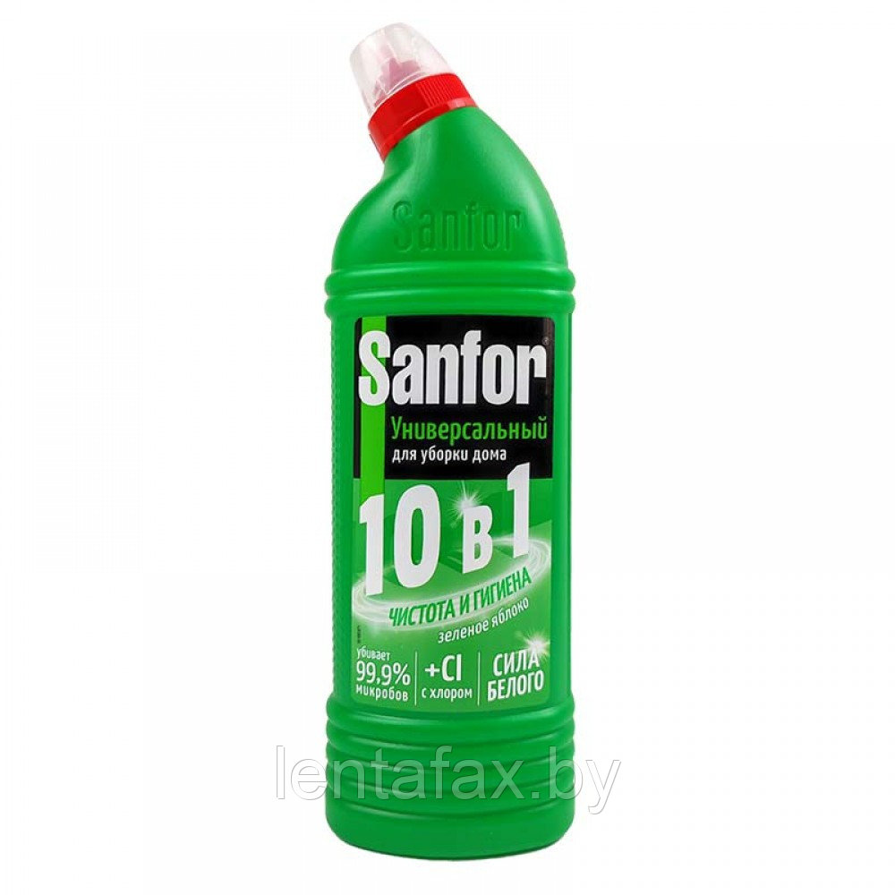 Чистящее средство для сантехники Sanfor "Universal 10в1. Зеленое яблоко", гель с хлором, 750мл - фото 1 - id-p204401949
