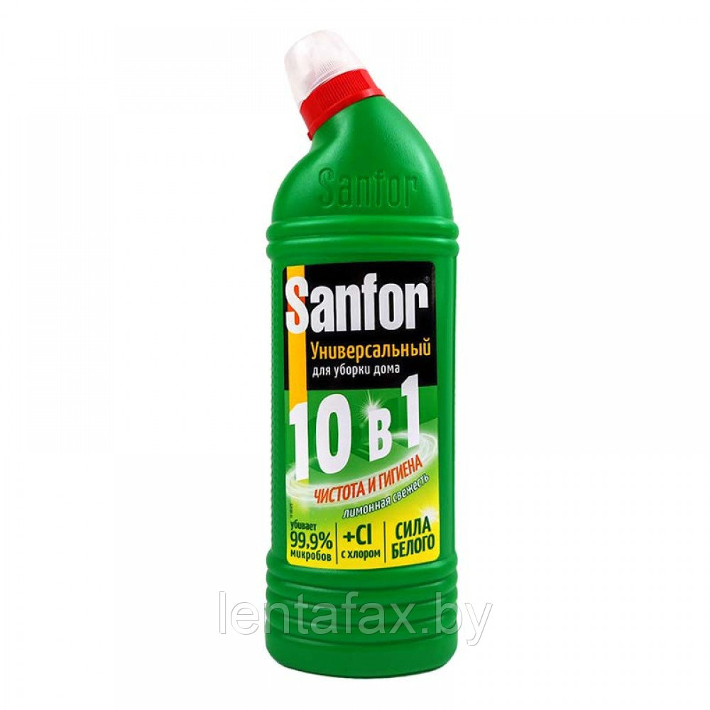 Чистящее средство для сантехники Sanfor "Universal 10в1. Лимонная свежесть", гель с хлором, 750мл