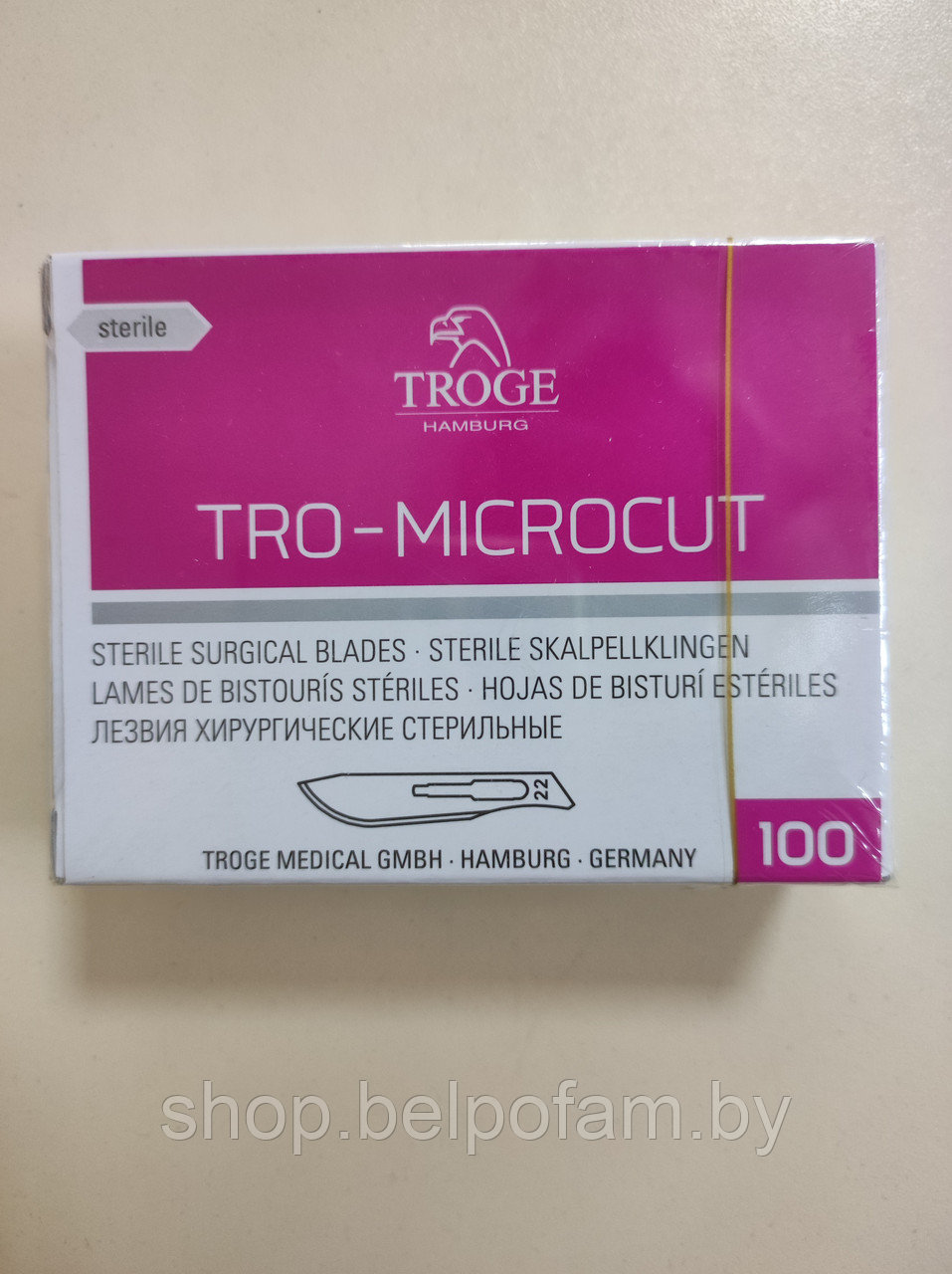 Лезвие хирургическое стерильное Troge Tro-Microcut размер 22, уп. 100 шт.