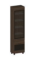 Шкаф-пенал с витриной Лером Камелия ШК-2644-ГТ-К (гикори джексон темный/комбинированный венге)