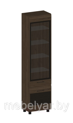 Шкаф-пенал с витриной Лером Камелия ШК-2644-ГТ-К (гикори джексон темный/комбинированный венге) - фото 1 - id-p204402160