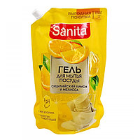 Средство для мытья посуды SANITA Сицилийский лимон и мелисса, дой-пак, гель, 900г