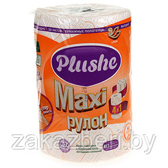 Полотенце бумажное 2-х слойное "Plushe Maxi" 40м, 1 рулон, цветное тиснение, белый (Россия)