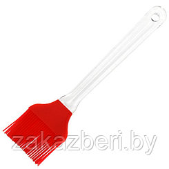 Кисточка кулинарная силиконовая 23,5см, прозрачная ручка, цвета микс (Китай)