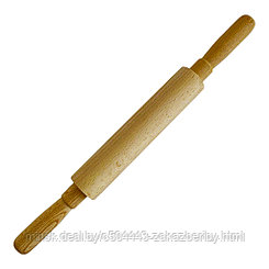 Скалка деревянная 42,5х4,2см, малая, крутящаяся ручка, бук (Россия)