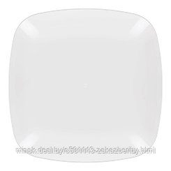 Тарелка плоская пластмассовая "Квадро" д220мм, h20мм, белый (Россия)