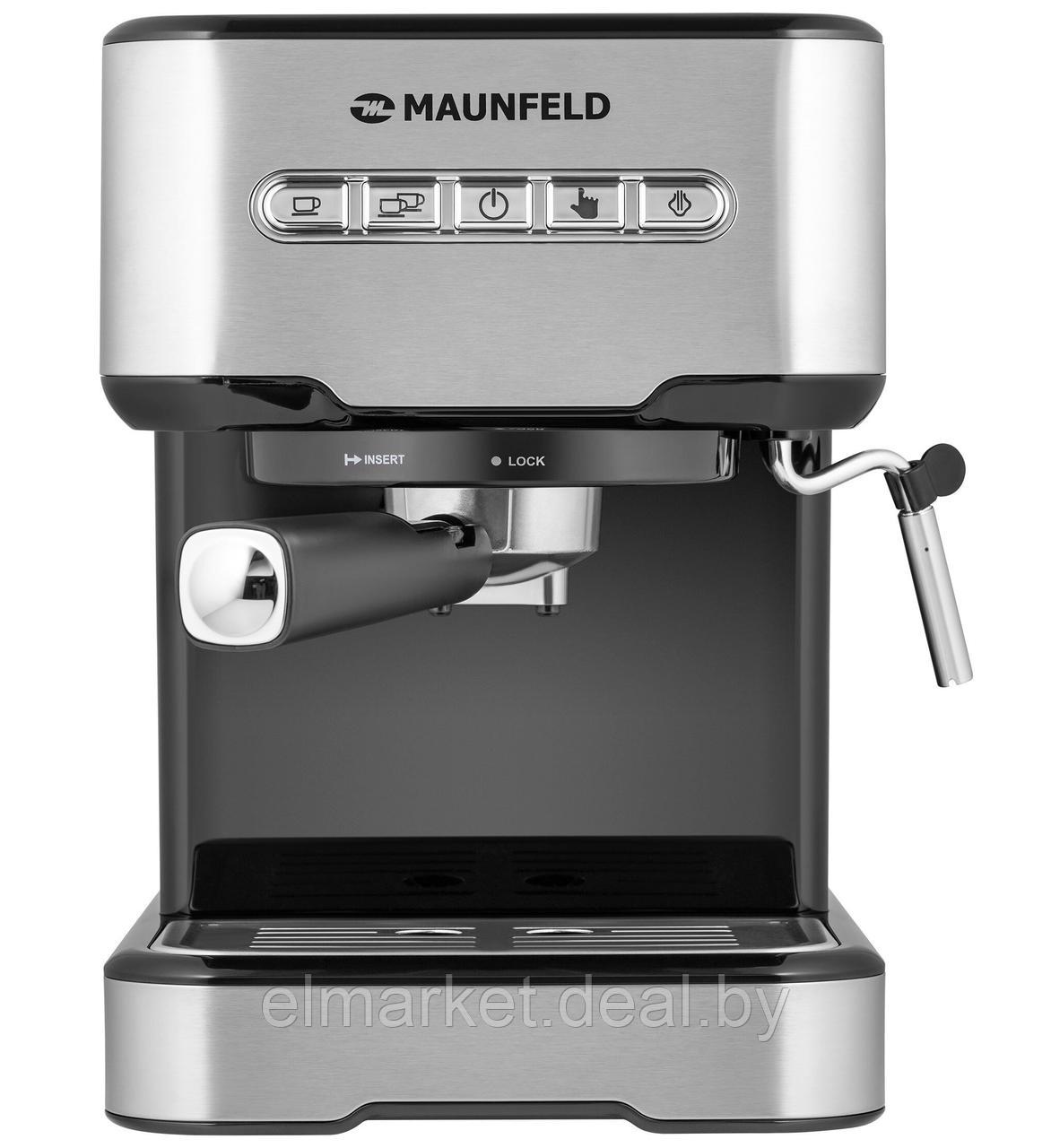 Кофемашина рожкового типа Maunfeld MF-724S Черный, Нержавеющая сталь - фото 1 - id-p204410093