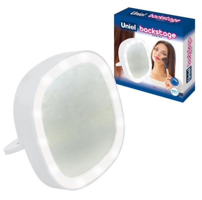 Косметическое макияжное зеркало с led подсветкой UNIEL ULK-F71 белое настольное сенсорное для макияжа
