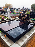 СТЕЛА ИЗ КОРИЧНЕВОГО ГРАНИТА НА ДВОЙНОМ НАДГРОБИИ, фото 2