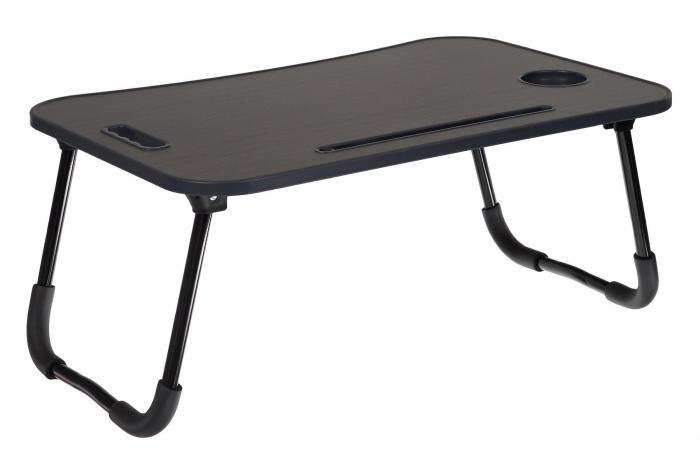 Стол складной с подстаканником «ЛАЙТ», 59,5x39,5x26,4см, мдф, металл, темн. дерево, чёрный (Fodable Table), - фото 2 - id-p204387268