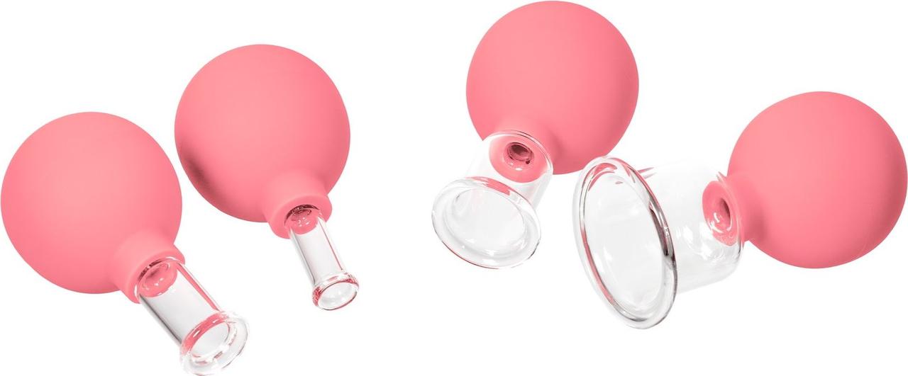 Банки вакуумные массажные для тела и лица, 4 шт. (Chinese Medicine therapy Apparatus Rubber bulb, pink color) - фото 2 - id-p204390280