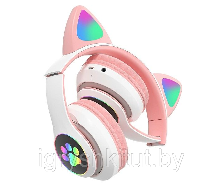 Беспроводные наушники с ушками Wireless Headphones Cat Ear в розовом цвете - фото 3 - id-p204419647