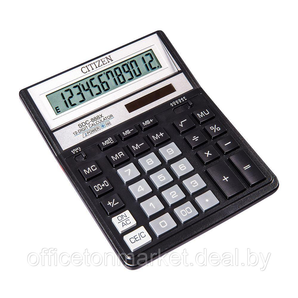 Калькулятор настольный Citizen "SDC-888XBK WB", 12-разрядный, черный металлик - фото 1 - id-p204422321