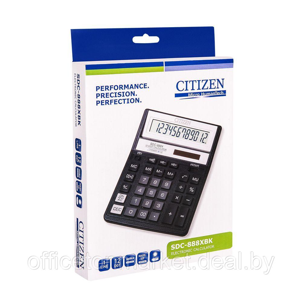 Калькулятор настольный Citizen "SDC-888XBK WB", 12-разрядный, черный металлик - фото 2 - id-p204422321