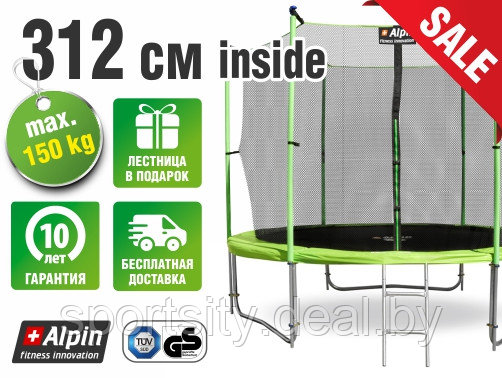Батут Alpin inside 3.12 м с защитной сеткой и лестницей - фото 1 - id-p204430264