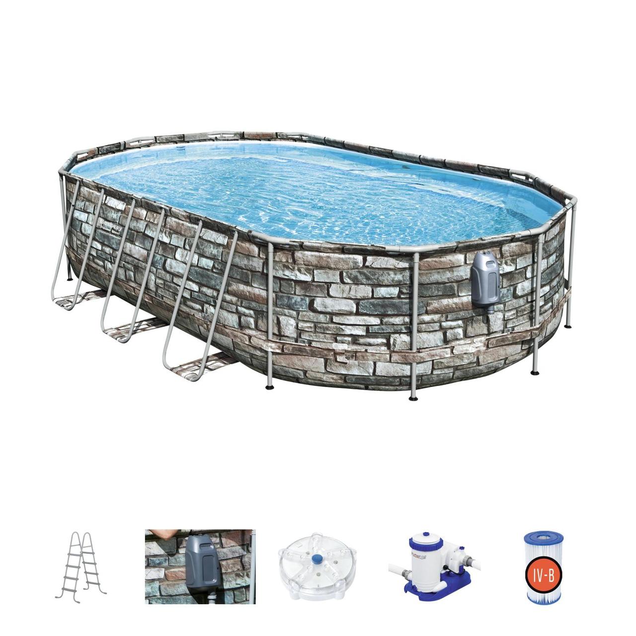 Каркасный бассейн Bestway Power Steel Swim Vista 56719 (610x366x122, с фильтр-насосом и лестницей) - фото 4 - id-p204430903