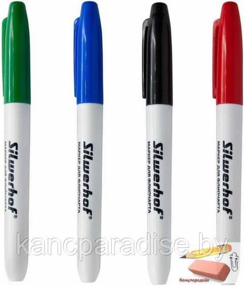 Набор маркеров для флипчарта Silwerhof, 2,5 мм., 4 штуки - фото 3 - id-p204431800