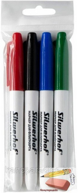 Набор маркеров для флипчарта Silwerhof, 2,5 мм., 4 штуки - фото 2 - id-p204431800