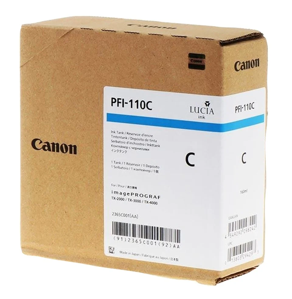 Картридж Canon PFI-110C (2765C001[AA]) голубой, 300мл (для imagePROGRAF TX-2000, TX-3000, TX-4000)