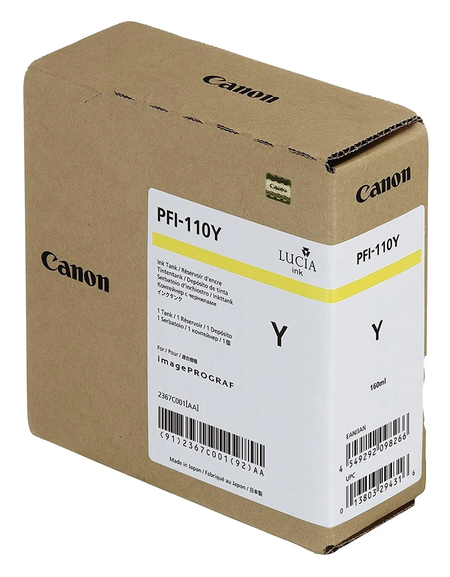 Картридж Canon PFI-110Y (2767C001[AA]) Желтый, 160мл (для imagePROGRAF TX-2000, TX-3000, TX-4000)