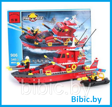 Детский конструктор Пожарный катер корабль, пожарная охрана 906 серия пожарные сити cities  аналог лего lego, фото 1
