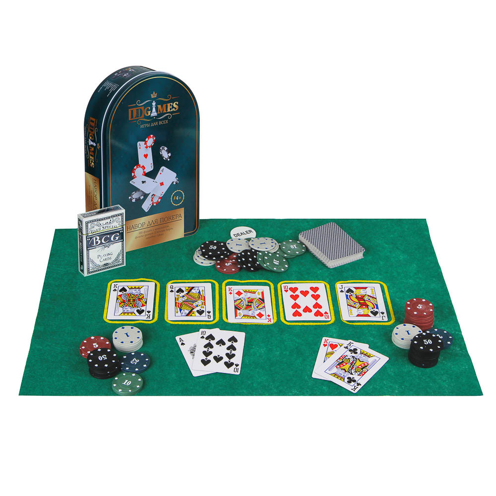 Набор для покера, в жестяном боксе 24х15см, DV-T-1737, 341-004 - фото 1 - id-p94845770