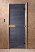 Дверь для бани и сауны стеклянная стекло 8мм, цвет ГРАФИТ, коробка лиственная 70*200 см