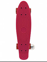 Скейтборд, пенниборд со свестящимися колесами, 56 см, нагрузка до 60 кг розовый