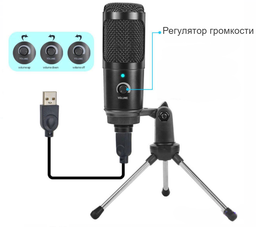 Микрофон динамический с мини-штативным стендом для ноутбуков или ПК Condenser Microphone. Штатив U8 192 кГц - фото 9 - id-p204479481