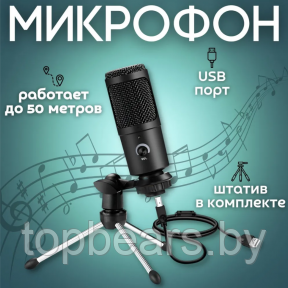 Микрофон динамический с мини-штативным стендом для ноутбуков или ПК Condenser Microphone. Штатив U8 192 кГц - фото 1 - id-p204480415