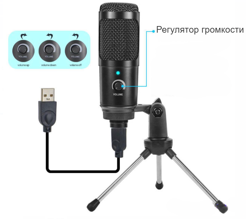 Микрофон динамический с мини-штативным стендом для ноутбуков или ПК Condenser Microphone. Штатив U8 192 кГц - фото 9 - id-p204480543