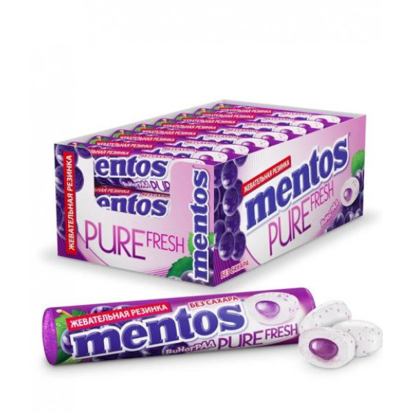 Жевательная резинка Mentos Pure Fresh со вкусом винограда 15,5г - фото 1 - id-p204480665