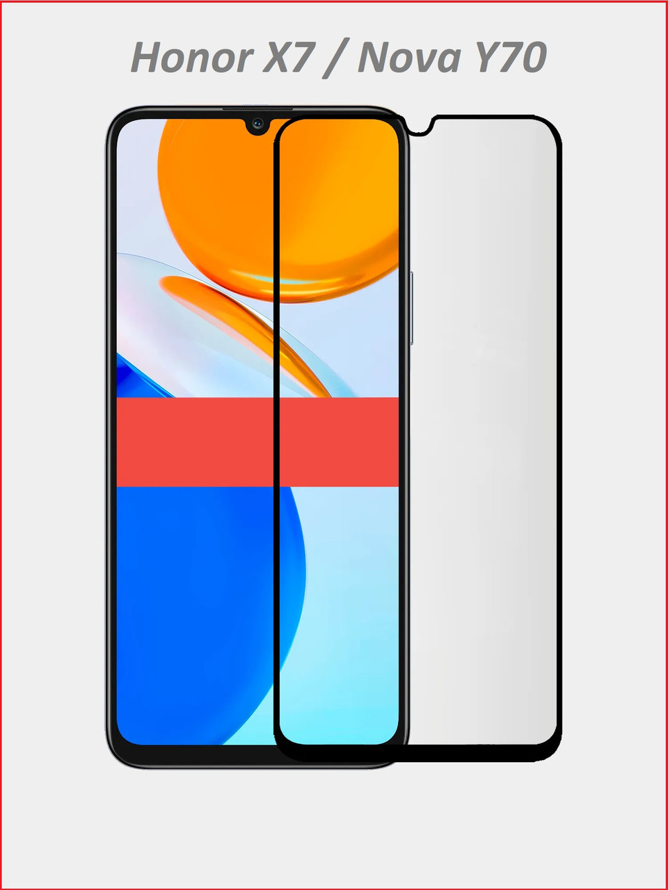 Защитное стекло Full-Screen для Honor X7 черный (Re'in с полной проклейкой) - фото 1 - id-p189677074