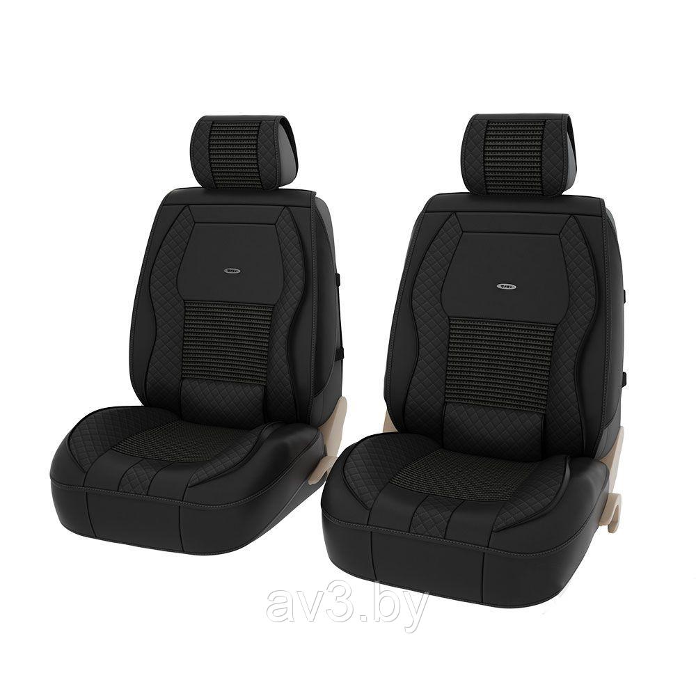 Накидки на передние сиденья 2шт 3D "PREMIUM" PSV Lint 2 FRONT Черный, с защитой боковин - фото 1 - id-p204485901