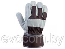 Перчатки спилковые комбинированные, 10/XL, серый/коричневый, Jeta Safety (кожа класса АВ)