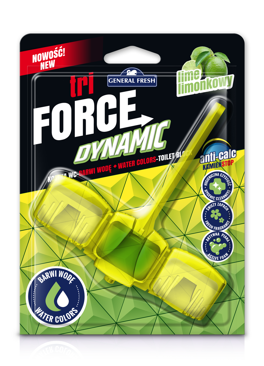 Освежитель для ароматизации туалета KOSTKA WC "TRI - FORCE DYNAMIC" GENERAL FRESH Лимон