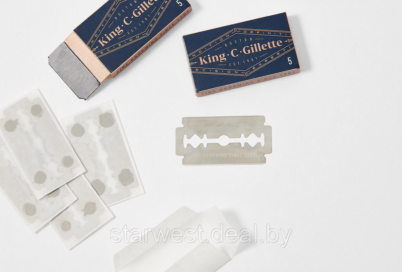 Gillette KING C. 10 шт. Мужские двусторонние сменные лезвия / кассеты для Т-образного станка для бритья - фото 6 - id-p204487333