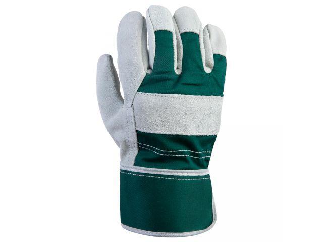 Перчатки спилковые комбинированные, 10/XL, серый/зелёный, Jeta Safety (кожа класса А) - фото 1 - id-p204483678