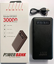 Внешний аккумулятор 30000mAh - PROFIT R3001, пластик, дисплей, 2 USB выхода,вход Type-c и Micro