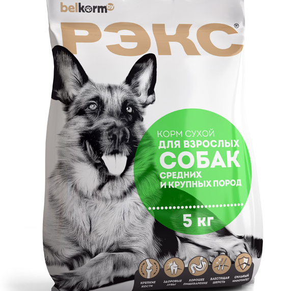 «Рэкс» корм сухой  для взрослых собак средних и крупных пород . Фасовка: 0,75 кг